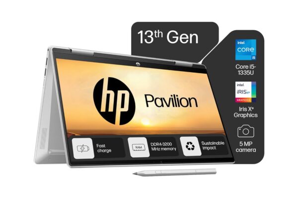 HP Pavilion x360, 13th Gen Intel Core i5-1335U (16GB DDR4, 1TB SSD) FHD, 14”/35.6 cm, Touchscreen 2-in-1, Win 11, Office 21, Silver, 1.51 kg, ek1010TU/1149tu, FPR, 5MP Camera, B&O, Backlit Laptop