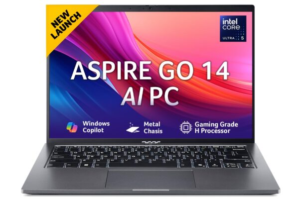 acer Aspire Go 14, Intel Core Ultra 5 125H (14th Gen),16GB DDR5 RAM/512GB SSD, WUXGA IPS, 14.0″/35.56 cm, Win 11, MS Office, Steel Gray, 1.5 kg, AG14-71M,Backlit Keyboard, AI Powered Premium Laptop