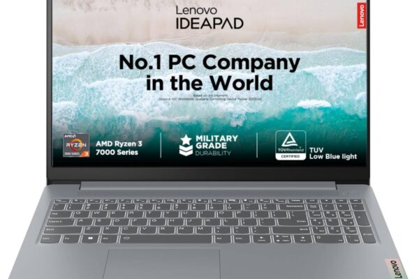 Lenovo IdeaPad Slim 3 Ryzen 3 7320U 15.6″ (39.6cm) FHD Thin and Light Laptop (8GB RAM/512GB SSD/Integrated AMD Radeon 610M Graphics/Windows 11/Office Home 2024/Grey/1.6Kg), 82XQ00MDIN