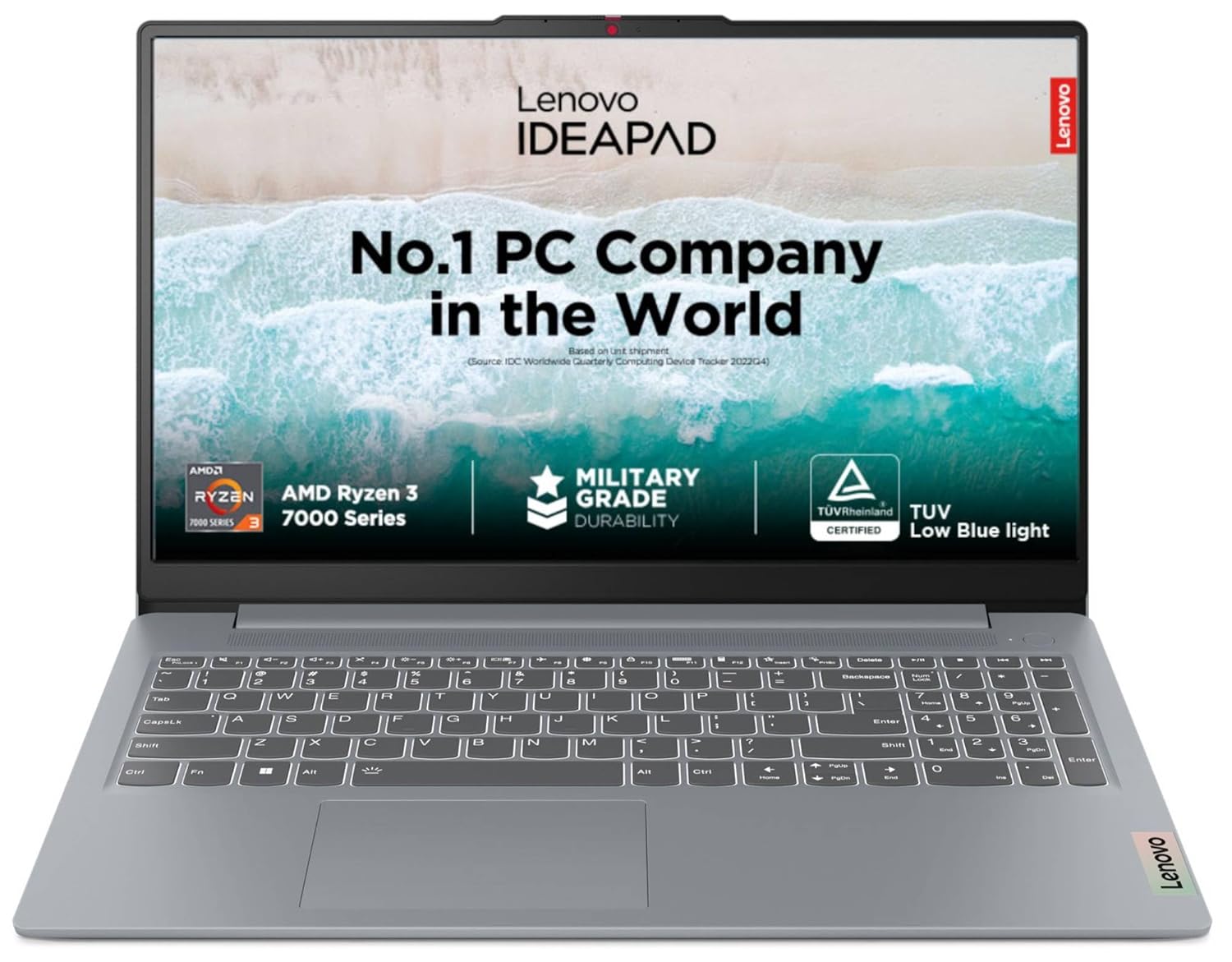 Lenovo IdeaPad Slim 3 Ryzen 3 7320U 15.6″ (39.6cm) FHD Thin and Light Laptop (8GB RAM/512GB SSD/Integrated AMD Radeon 610M Graphics/Windows 11/Office Home 2024/Grey/1.6Kg), 82XQ00MDIN
