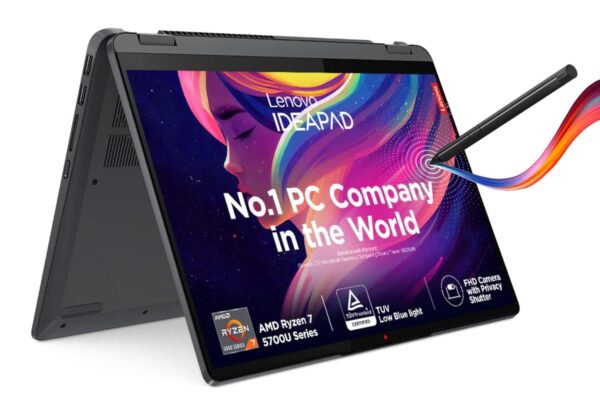 Lenovo IdeaPad Flex 5 Ryzen 7 5700U 14″ (35.5cm) WUXGA+ IPS 2-in-1 Laptop (16GB/512GB SSD/Win 11/Office Home 2024/Backlit KB/Fingerprint/FHD Camera/Alexa/3 Month Game Pass/Grey/1.55Kg), 82R900HJIN
