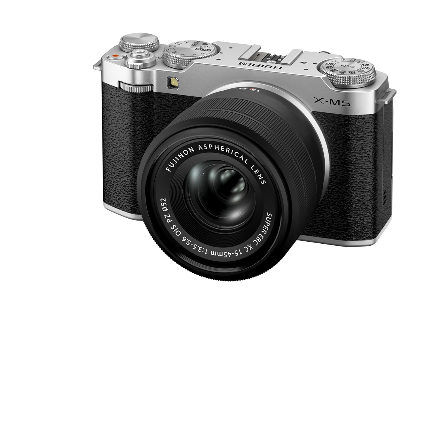 Fujifilm X-M5 26.1MP APS-C X-Trans CMOS 4 with 15-45 f/3.5-5.6 Lens|Retro Style mirrorless Compact Travel Camera|6.2k vlogging|High Speed Recording FHD 240fps|Advance AF for Street/Lifestyle – Silver