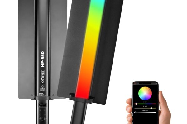 HIFFIN HF-550 RGB LED Stick Light with 30W Power, RGB CCT HSI Mode, 2500K-9900K Adjustable, 24 FX Effect, Detachable Diffuser, App Control, 4000mah Battery Stick Light for Photography & Videography