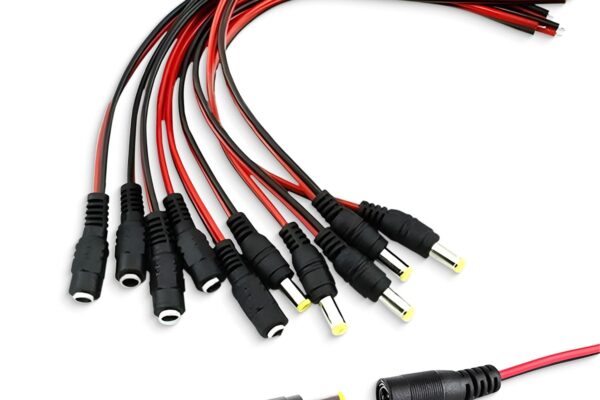Pigtail DC/AC Male & Female Connector Cables 18 AWG Extension Cord Ideal for CCTV Home Security Camera Power Supply, 12V Power Supply Adapter Jack Connectors for Service Centers (10 Pairs)