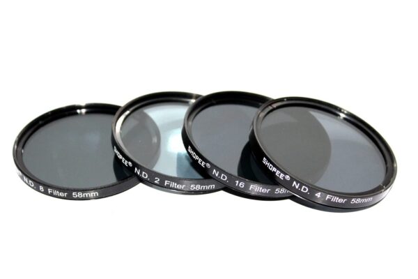 SHOPEE 58mm Neutral Density ND Filter 2/4/8/16 Kit for Canon 18-55mm 55-250mm Lens