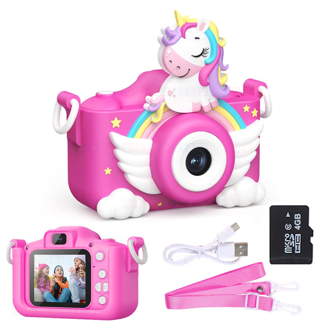 Wembley Unicorn 48MP Kids Digital Camera with Video Recorder | 2-Inch Screen & 4GB SD Card | Birthday Gift for Boys & Girls Ages 5-10 | Mini Camera for Fun Photo & Video | Best Toy Camera for Kids