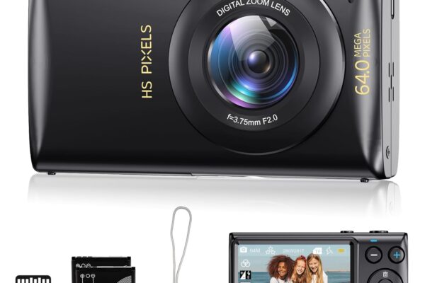 4K Digital Camera for Beginners, Vlogging Camera for Photography and Video 64MP 18X Digital Zoom Compact Point and Shoot Digital Cameras Autofocus for Boys and Girls, Teens, Beginner, 16GB Included