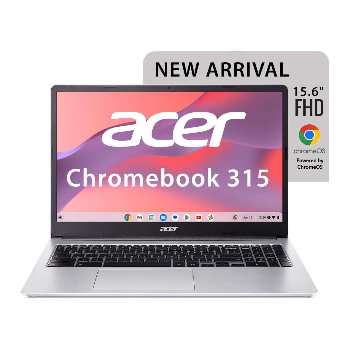 acer Chromebook, Intel Celeron N4500, 8GB RAM, 128GB eMMC, Full HD, 15.6″/39.6 cm, Chrome OS, Silver, 1.6 KG, CB315-4H, Intel Graphics, WiFi 6 Laptop