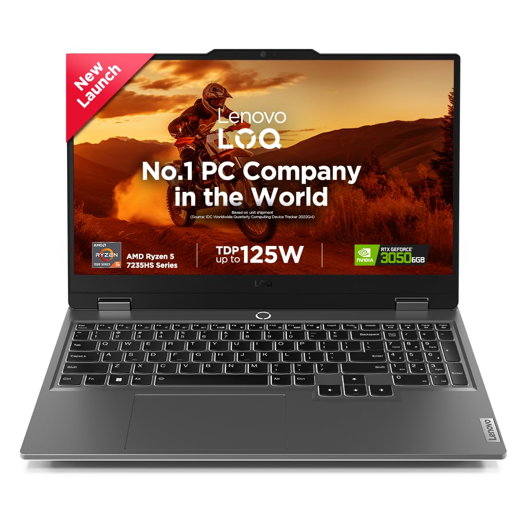 Lenovo LOQ, AMD Ryzen 5 7235HS, RTX 3050-6GB, 24GB RAM, 512GB SSD, FHD, 15.6″/39.6cm, 144Hz, Windows 11, Office Home 2024, Grey, 2.4Kg, 3 Mon. Game Pass, 83JC00EFIN, Gaming Laptop
