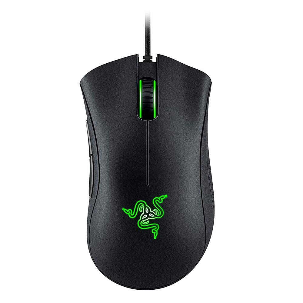 Razer DeathAdder Essential Wired Gaming Mouse I Single-Color Green Lighting I 6400DPI Optical Sensor- Black – RZ01-03850100-R3M1
