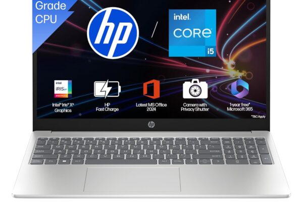HP 15, 13th Gen Intel Core i5-13420H, (16GB DDR4, 512GB SSD), FHD, Anti-Glare, Micro-Edge, 15.6”/39.6cm, Win11, M365 Basic(1yr)* Office24, Silver, 1.65kg, fr0028TU, Camera w/Shutter, Backlit Laptop