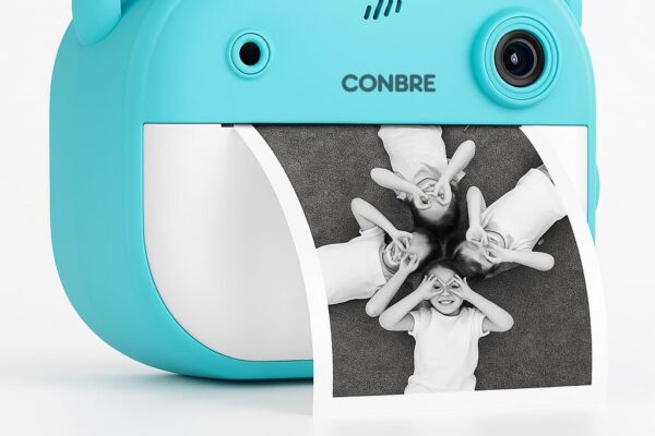 Conbre Kids Instant Print Camera with 4 Games – 3-in-1 Digital Camera for Boys & Girls Ages 3-12 | Print Photos & Record Videos | Supports 64GB SD, Gift-Ready – 2 Rolls (Teddy)