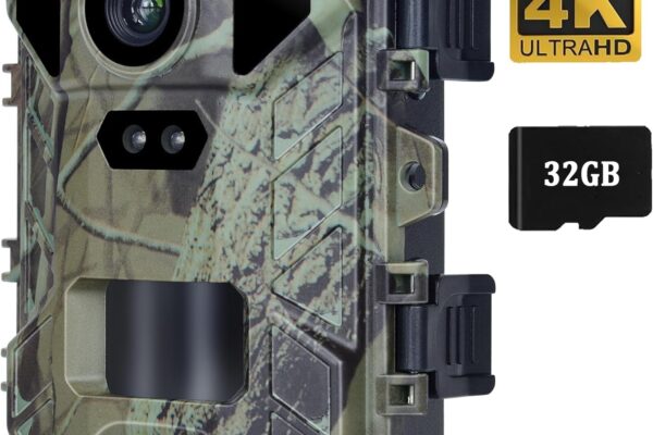 Mini Trail Game Camera 36MP 4K with Night Vision 0.2s Trigger Time Motion Activated, IP65 Waterproof Hunting Camera 850nm LED for Wildlife Monitoring