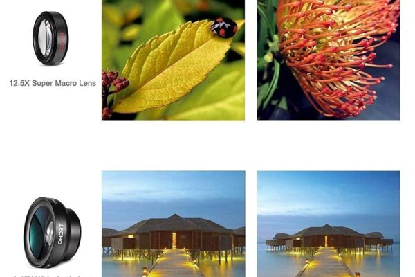 Mobile Camera Lens, 0.45X Super Wide Angle Lens, 15X Macro Lens, Clip-On 2 in 1 Professional Kit for TIK Tok, Vlog, YouTube, Reels Compatible with All Smartphones-(Black)