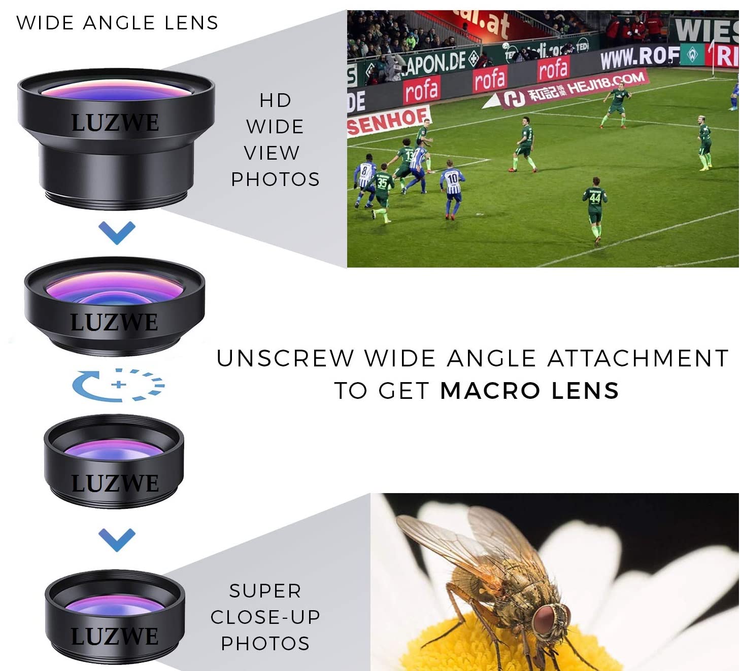 REDWIND Pro Lens Kit for iPhone & Android Camera, 0.45X Super Wide Angle Lens 12.5X Macro Lens, Clip-On 2in1 Professional Telephoto Instagram Reels Lens for iPhone, iPad & Android Smartphone, Tablets