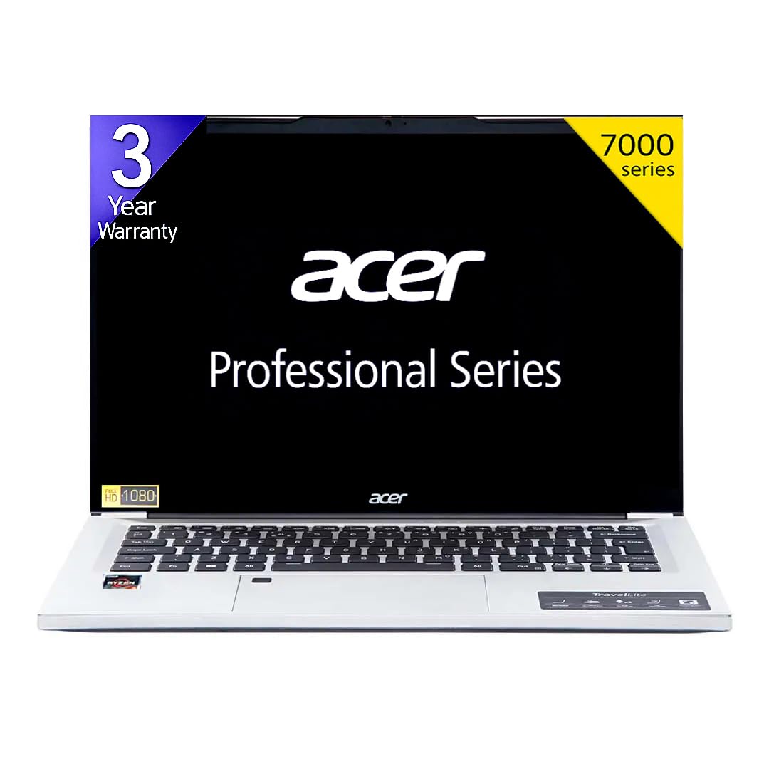 acer Professional 14[New Launch], AMD Ryzen 7-7730U, 32GB RAM, 1TB SSD, 14″ Full HD Laptop, Windows 11 Pro, MSO21, 1.34KG, Backlite KB, Finger Print, Metal Body, 3 Year Warranty, 12 Mounths Antivrus