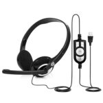 BigPassport USB Wired Over-Ear Headphones with Mic | Noise-Cancelling Headset for PC, Laptop, Office, Zoom, Skype, Online Classes, Call Center – Pro-Boom 189 (Black_Silver)