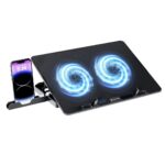 Lapcare Chillmate Powerful Laptop Cooler Pad with Dual 125mm Fans, Silent Operation Noiseless Fan, Dual USB Ports, 5 Step Retractable Stand and Removable Mobile Holder