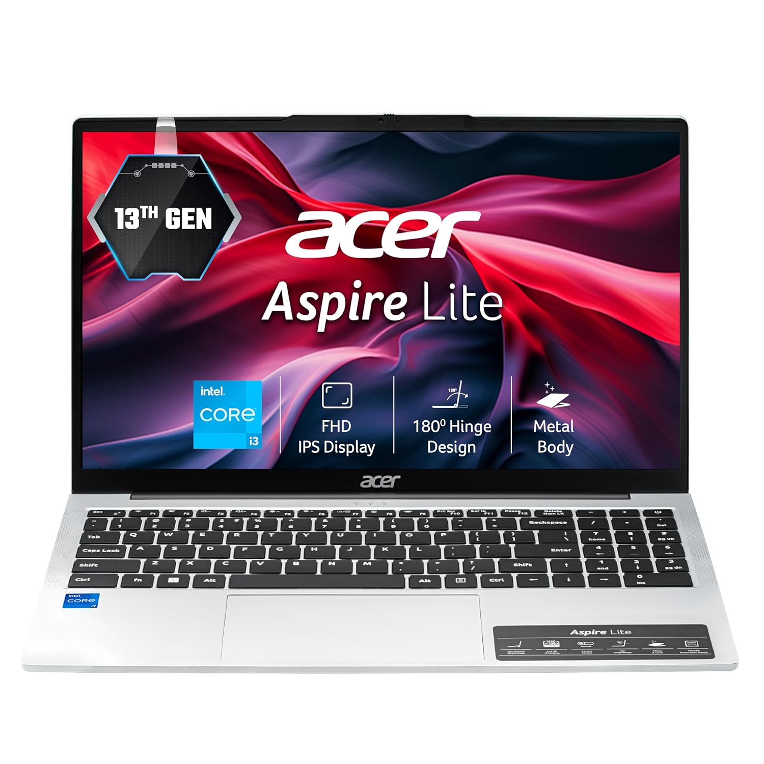 acer Aspire Lite, 13th Gen, Intel Core i3-1305U, 16GB RAM, 512GB SSD, Full HD 15.6″/39.62 cm, Windows 11 Home, Steel Gray, 1.59 KG, AL15-53, Metal Body, 36 WHR, Thin and Light Premium Laptop