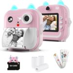 CADDLE & TOES 48 MP 1080p HD Instant Print Camera Toy for Kids with Free App, 3 Rolls Print Paper, SD Card, Bluetooth, Fun Filters & Stickers | Birthday Gift for Girls & Boys Age 4-12 (Pink)