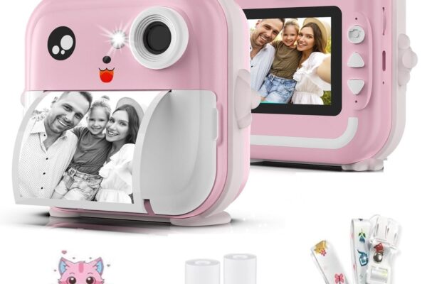 CADDLE & TOES 48 MP 1080p HD Instant Print Camera Toy for Kids with Free App, 3 Rolls Print Paper, SD Card, Bluetooth, Fun Filters & Stickers | Birthday Gift for Girls & Boys Age 4-12 (Pink)