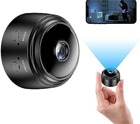 Mini Wireless WiFi Spy Camera Hidden for Home High HD Focus Spy Magnet Mini Live Stream Night Vision IP Wireless 1080P Audio Video Hidden Indoor Outdoor Camera for Home & Office Monitor -(Black)