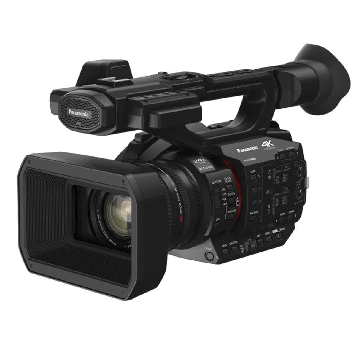 Panasonic Camcorder With Wi-Fi,Professional Quality 4K 60P,1.0-Inch Sensor,15.03 MP,Built-In Mic,24.5Mm Wide-Angle Lens And Optical 20X Zoom,Great For News,Interviews,And Events – HC-X20,Black