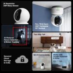 Qubo Smart 360° 3MP [2K] CCTV Camera | Wi-Fi Indoor Home Security Cam | AI Person Detection | Automatic Alarm | App Alerts | NightPulse Vision | SD & Cloud Storage | Made in India [Pack of 2]