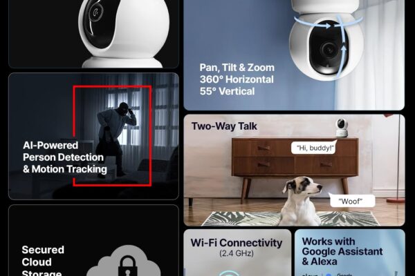 Qubo Smart 360° 3MP [2K] CCTV Camera | Wi-Fi Indoor Home Security Cam | AI Person Detection | Automatic Alarm | App Alerts | NightPulse Vision | SD & Cloud Storage | Made in India [Pack of 2]