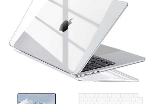 EooCoo Hard Shell Case Compatible for Apple MacBook Air 13 inch M5 2026 2025 2024 2022 M4 M3 M2, A3449 A3240 A3113 A2681, Air 13.6 Laptop Case Cover&Keyboard Skin Cover&Screen Protector-Crystal Clear