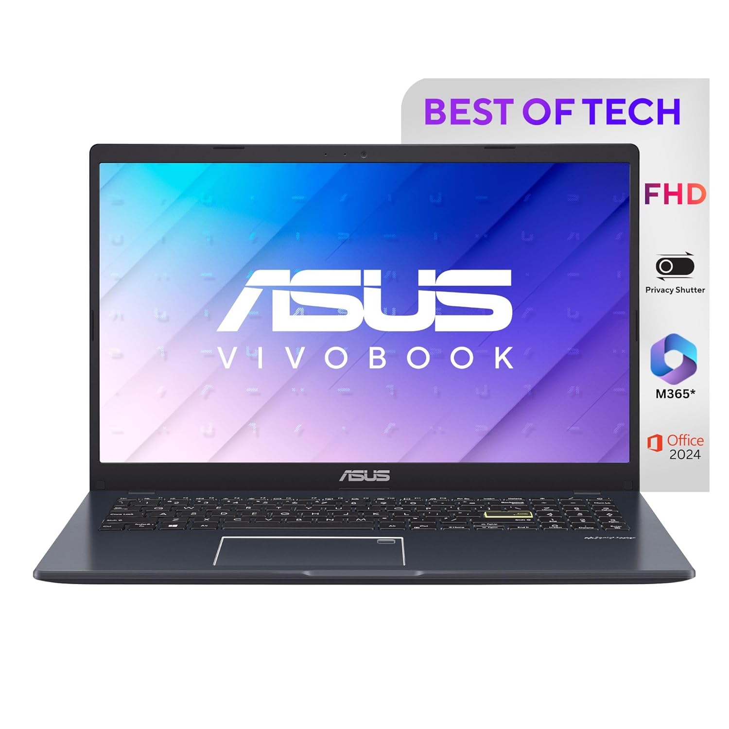 ASUS Vivobook Go 15, Intel Celeron N4500, Fingerprint Sensor (Intel HD iGPU/8GB RAM/512GB SSD/FHD/15.6″/60Hz/42WHrs/Windows 11/M365 Basic (1Year)*/Office Home 2024/Star Black/1.57 kg) E510KA-EJ9011WS