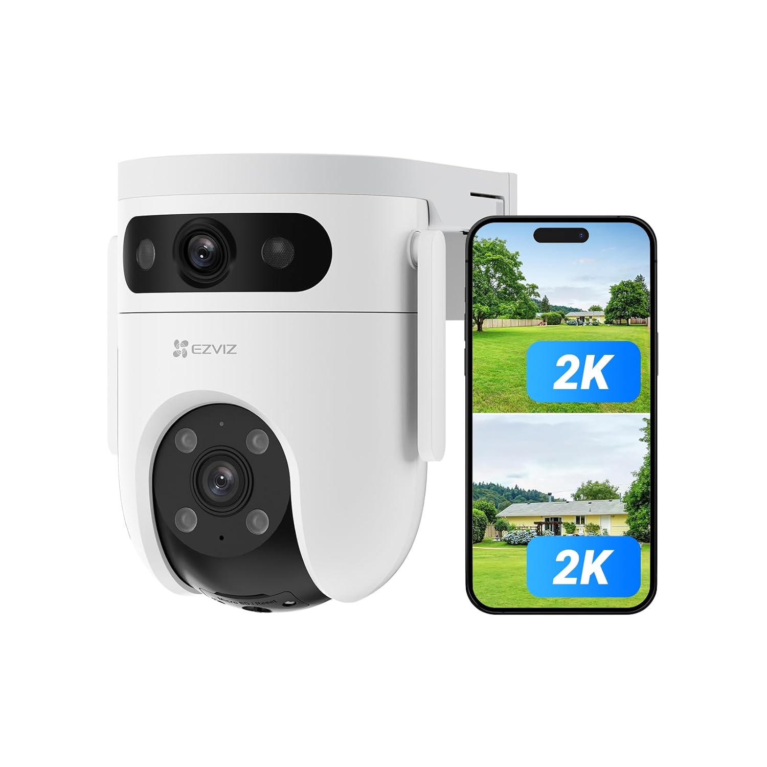 EZVIZ by Hikvision|1296P H9C Dual-Lens(3MP+3MP) Pan & Tilt Wi-Fi Camera|2-Way Talk|AI-Powered Human/Vehicle Detection|Active Defense with Siren and Strobe Light|Weatherproof Design|Upto 512GB Support