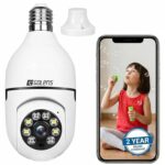 Golens WC10K 3MP 1296P WiFi Bulb Security Camera, 360° PTZ, AI Human Detection & Auto Tracking, Preset Activity Zones, Color Night Vision, 5X Zoom, Two-Way Audio, E27 Bulb CCTV Camera