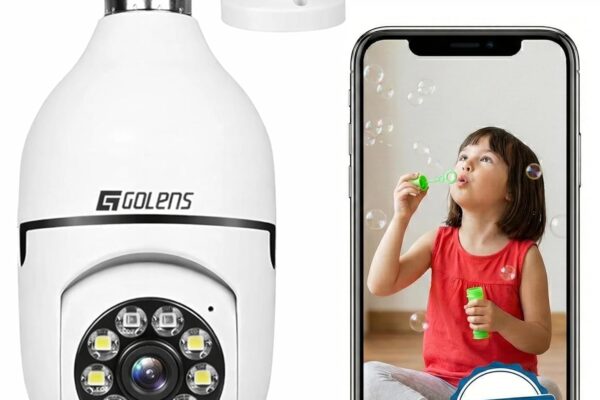 Golens WC10K 3MP 1296P WiFi Bulb Security Camera, 360° PTZ, AI Human Detection & Auto Tracking, Preset Activity Zones, Color Night Vision, 5X Zoom, Two-Way Audio, E27 Bulb CCTV Camera