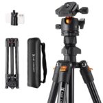 K&F Concept 64 Inch/163Cm Lightweight Travel Outdoor DSLR Camera Tripods with 360 Degree Ball Head Load Capacity 8Kg/17.6Lbs,Cellphone Clip for Smartphone Live Streaming Vlog K234A0,BH-28L,Black