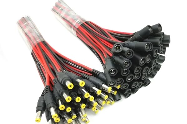 Male Female 5.5 x 2.1 mm DC Connector Cables 18 AWG Extension Cable for CCTV Camera Input Supply, DC/AC Pigtail Power Connectors, DIY College School Projects, Service Centers (50 Pairs)