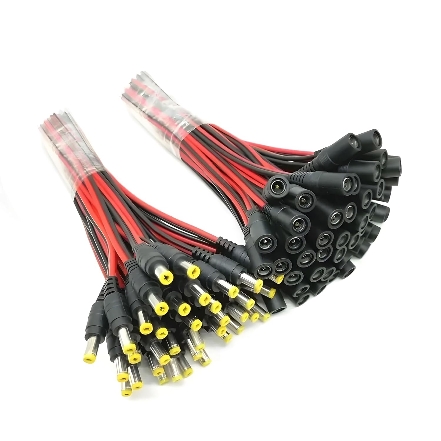 Male Female 5.5 x 2.1 mm DC Connector Cables 18 AWG Extension Cable for CCTV Camera Input Supply, DC/AC Pigtail Power Connectors, DIY College School Projects, Service Centers (50 Pairs)