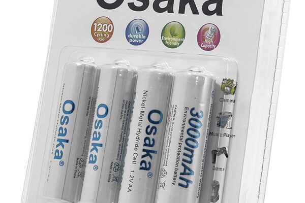 Osaka NI-MH HR06 4xAA 3000mAh Enelong Rechargeable Battery Set for Camera Flashes, Mic, Toys, Remote.