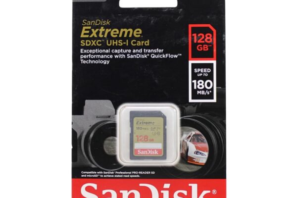 SanDisk Extreme SD UHS I 128GB Card for 4K Video for DSLR and Mirrorless Cameras 180MB/s Read & 90MB/s Write