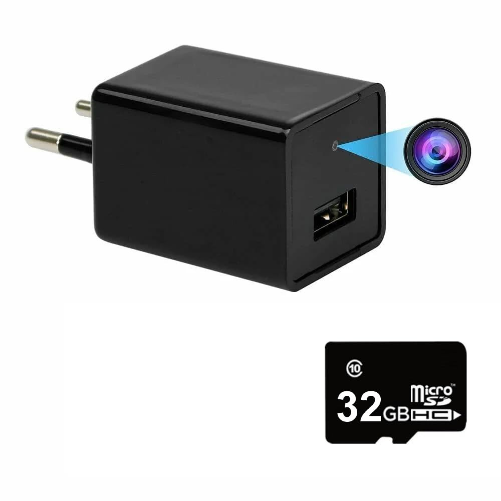 TECHNOVIEW Wired 1080p Full HD Camera Work 24 Hours with Power Audio and Video Recording – Charger with 32GB SD Card (No WiFi Needed)