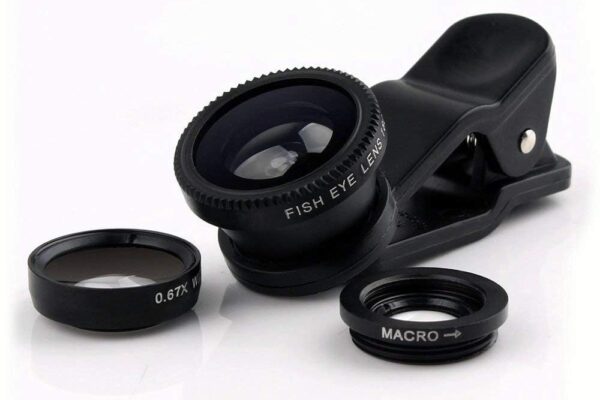 new Camera Lens 3in1 Lens Kit for Mobile Phone 0.67X-Wide Angle 180-Degree Fish Eye 10X-Macro Lens Small Object Shot Lens Multi-Colour Compatible with All Smartphone, iOS Devices & Tablets