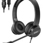 EKSA H12E Headphones with Microphone, Wired Environmental Noise Cancelling Computer USB Headset with Mic & Mute Button, All-Day Comfort On-Ear PC Headset with Microphone for Laptop Office Call Center