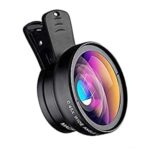 ALM Mobile Camera Lens, 0.45X Super Wide Angle Lens, 0.45X Macro Lens, Clip-On 2 in 1 Professional for Lens-Kit for Vlog, Reels Compatible with All Smartphones-(Black)
