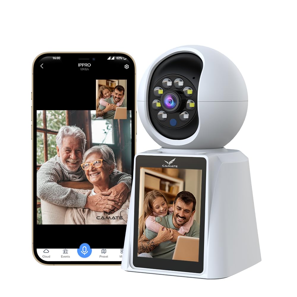 Camate Video Call 3MP (5/2.4 Ghz Dual Band WiFi) Full HD CCTV Camera, Two Way Audio & Video Talk, Motion Detection, Color Night Vision, Baby & Pet Monitor, Supports 256GB SD Card (WiFi Connection)