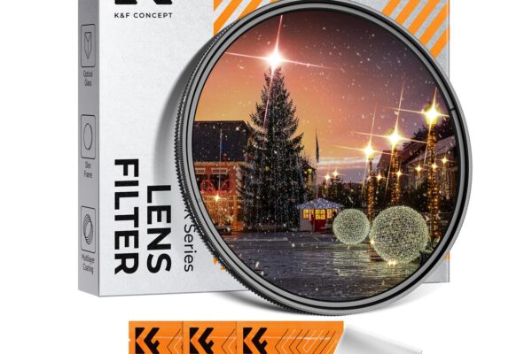 K&F Concept 82mm Variable Star Lens Filter Cross Screen Starburst 4, 8 Points -18 Layer Coating Ultra Slim Optical Glass Camera with 3 Cleaning Cloth