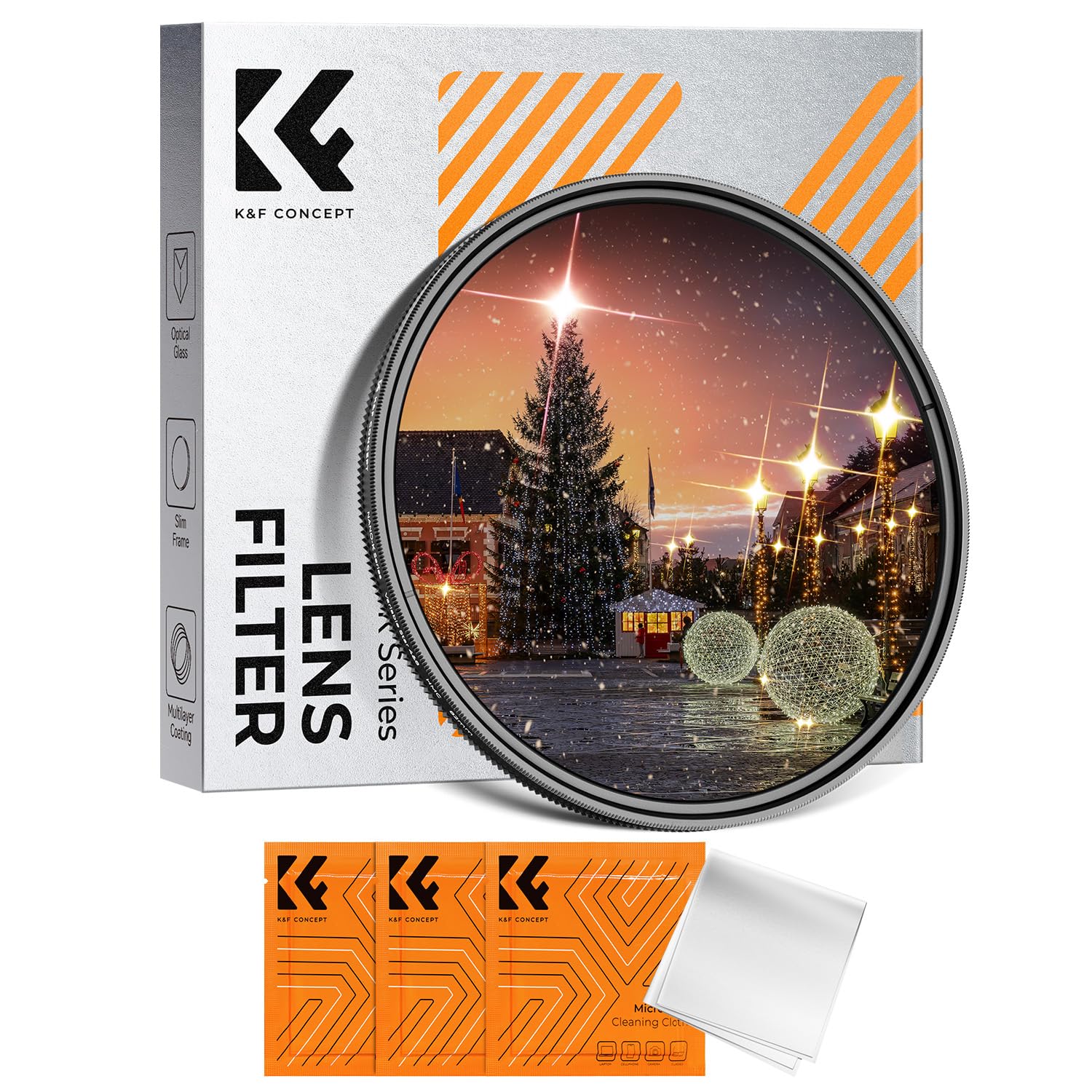 K&F Concept 82mm Variable Star Lens Filter Cross Screen Starburst 4, 8 Points -18 Layer Coating Ultra Slim Optical Glass Camera with 3 Cleaning Cloth