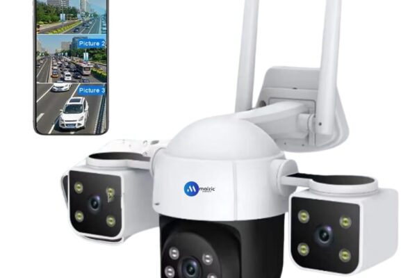 Maizic Smarthome Batman 4G Sim Based 6MP HD 3in1 Screen View CCTV Camera, Outdoor Indoor Home Security Camera, 2 Way Talk, Motion Detection, Color Night Vision, 2 Side Camera Horizontally Rotate 180°