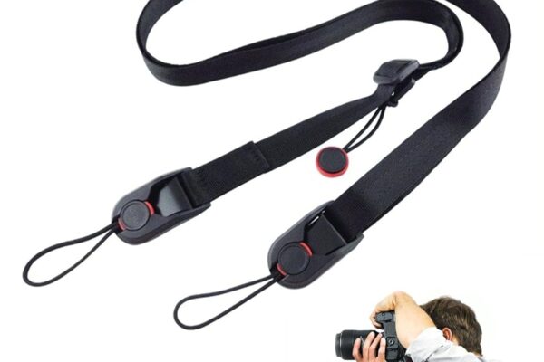 NHCDFA Camera Belt, Camera Strap, Easy to Use and Carry Black Camera Belt Strap Quick Release Buckle Comfortable to W ear for All Kinds of Photography Equipment
