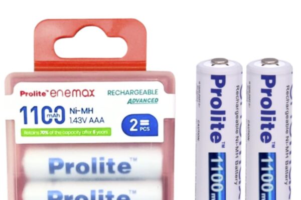 Prolite EneMAX Ni‐Mh AAA Rechargeable Battery 1100mAh | Pack of 2 | Low Self Discharge | Used with Digital Camera, Game Controller, LED Torch, Toys, Shaver and More
