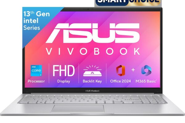 ASUS Vivobook 15, Smartchoice,Intel Core i3 13th Gen 1315U, 12GB RAM, 512GB SSD, FHD 15.6″, Windows 11, Office 2024, Cool Silver, 1.7Kg, X1504VA-BQ331WS, Intel UHD iGPU, Thin & Light, 42Whrs Laptop
